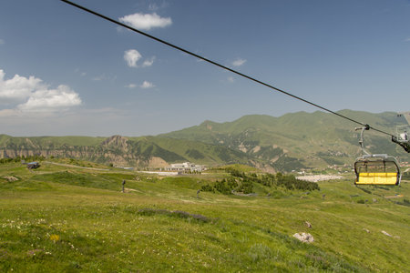 Summer view of Shahdag Mountain Resort, Azerbaijan. Shahdag Mountain Resort: Qusar is famous for being home to the Shahdag Winter Complexの写真素材