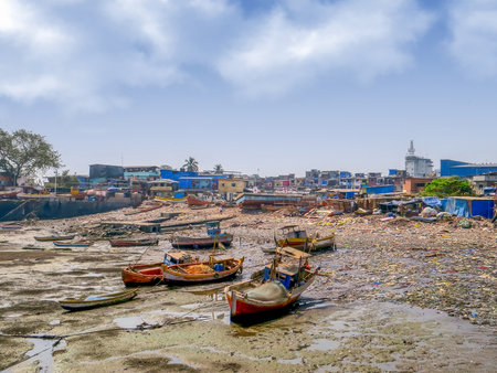 MUMBAI, INDIA. Colaba Fishing Village, southern end of Mumbai city, Indiaの写真素材