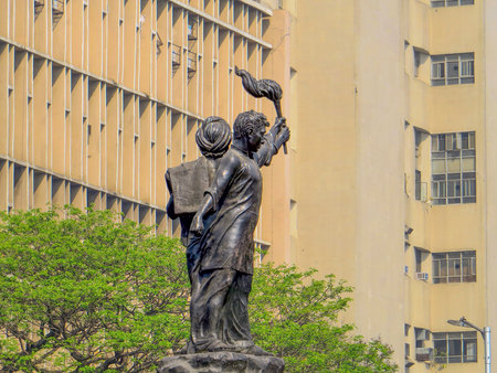 Mumbai India. A statue of a Martyr with a Flame in the Hutatma Chowk (Martyrs' Square), which is a square in South Mumbai. Also call Hutatma Chowk Memorial Statueの写真素材