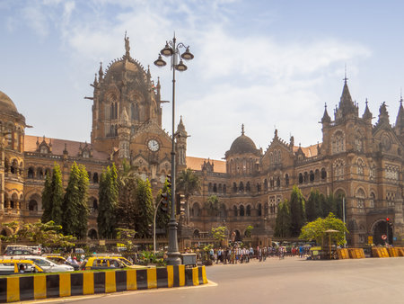 Chhatrapati Shivaji Terminus (CST) is a UNESCO World Heritage Site and an historic railway station in Mumbai, Indiaの写真素材