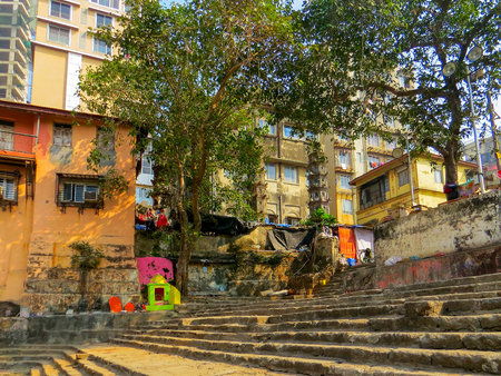 MUMBAI, INDIA. Banganga or Banganga Tank is an ancient water tank which is part of the Walkeshwar Temple Complex in Malabar Hill area of Mumbai.の写真素材
