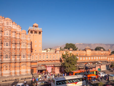 JAIPUR, INDIA. Hawa Mahal, Winds Palace in Jaipur, Rajasthan, India. Jaipur is the capital and the largest city of Rajasthan.の写真素材