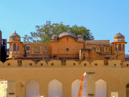 Jaipur, Rajasthan, India. Nahargarh Fort Jaipur - massive fort complex with stunning architecture, intricate carvings, royal history, cultural landmark.の写真素材