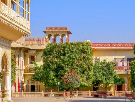 Jaipur. India. Mubarak Mahal or Auspicious Palace this is located in the first courtyard of City Palace at Jaipur in Rajasthan Indiaの写真素材