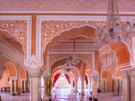 The City Palace, Jaipur is a royal residence and former administrative headquarters of the rulers of the Jaipur State in Jaipur, Rajasthan.の写真素材