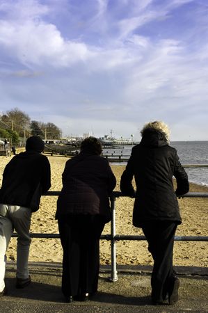 three people standingの写真素材