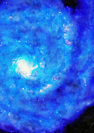 HQ Watercolor Galaxy Nebula Backgroundの写真素材