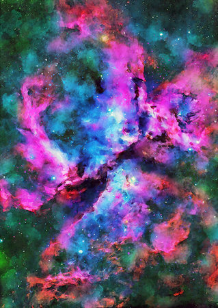 HQ Watercolor Galaxy Nebula Backgroundの写真素材