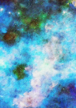 HQ Watercolor Galaxy Nebula Backgroundの写真素材