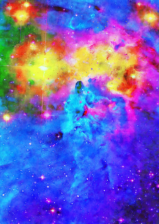 HQ Watercolor Galaxy Nebula Backgroundの写真素材