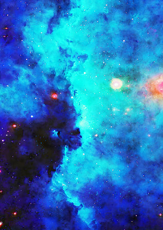 HQ Watercolor Galaxy Nebula Backgroundの写真素材