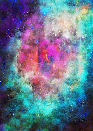 HQ Watercolor Galaxy Nebula Backgroundの写真素材