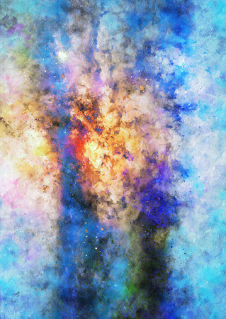 HQ Watercolor Galaxy Nebula Backgroundの写真素材