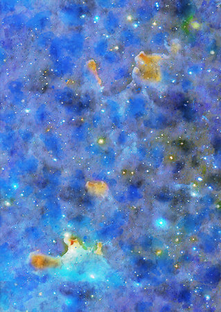 HQ Watercolor Galaxy Nebula Backgroundの写真素材