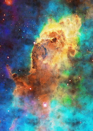 HQ Watercolor Galaxy Nebula Backgroundの写真素材