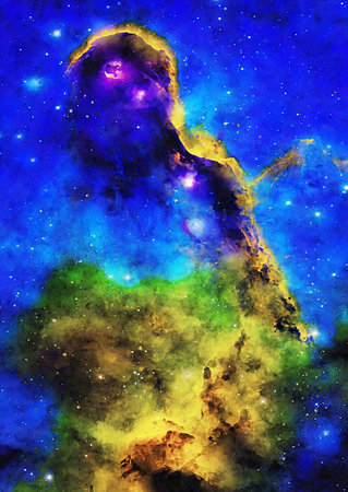 HQ Watercolor Galaxy Nebula Backgroundの写真素材