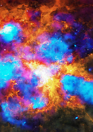 HQ Watercolor Galaxy Nebula Backgroundの写真素材
