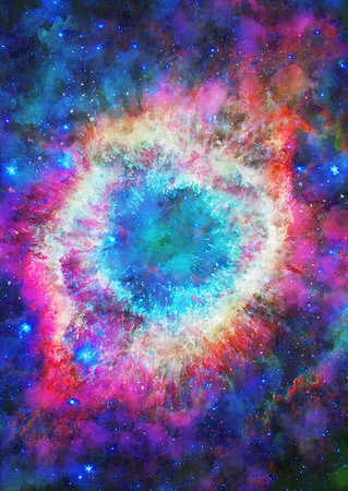 HQ Watercolor Galaxy Nebula Backgroundの写真素材