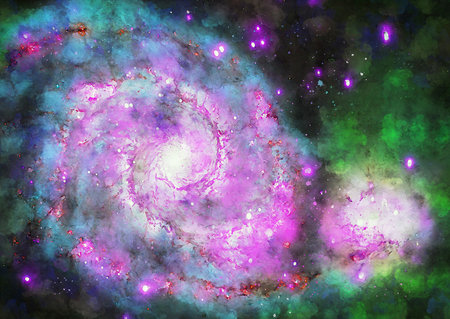 HQ Watercolor Galaxy Nebula Backgroundの写真素材