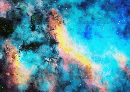 HQ Watercolor Galaxy Nebula Backgroundの写真素材