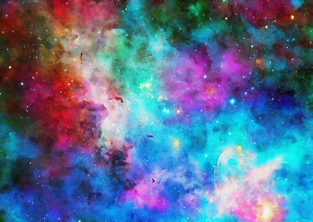 HQ Watercolor Galaxy Nebula Backgroundの写真素材