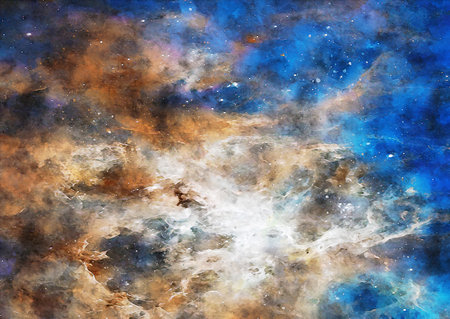 HQ Watercolor Galaxy Nebula Backgroundの写真素材