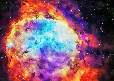 HQ Watercolor Galaxy Nebula Backgroundの写真素材