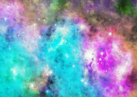 HQ Watercolor Galaxy Nebula Backgroundの写真素材