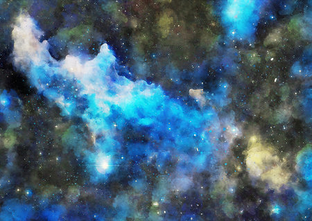 HQ Watercolor Galaxy Nebula Backgroundの写真素材