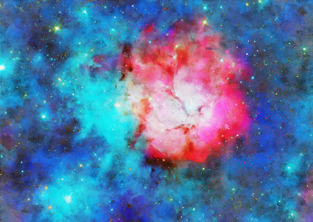 HQ Watercolor Galaxy Nebula Backgroundの写真素材
