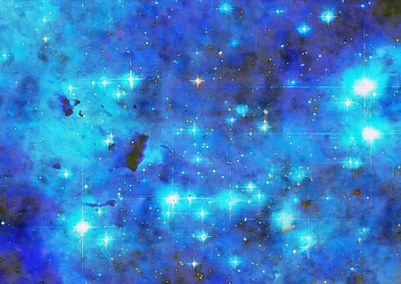 HQ Watercolor Galaxy Nebula Backgroundの写真素材