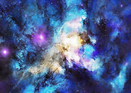 HQ Watercolor Galaxy Nebula Backgroundの写真素材