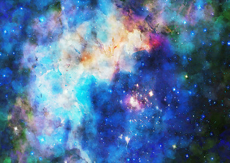 HQ Watercolor Galaxy Nebula Backgroundの写真素材