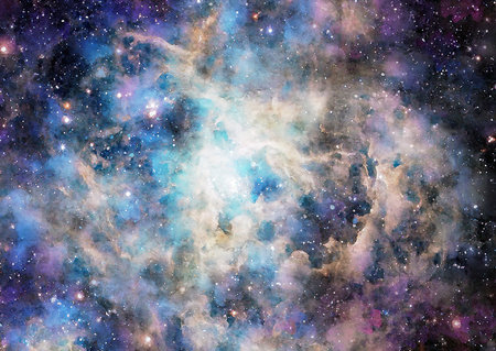 HQ Watercolor Galaxy Nebula Backgroundの写真素材