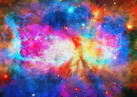 HQ Watercolor Galaxy Nebula Backgroundの写真素材