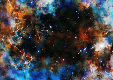 HQ Watercolor Galaxy Nebula Backgroundの写真素材