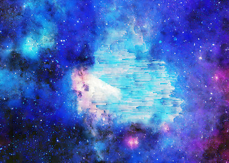 HQ Watercolor Galaxy Nebula Backgroundの写真素材