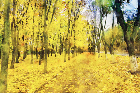 Watercolor Landscape Background Illustrationの写真素材