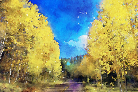 Watercolor Landscape Background Illustrationの写真素材