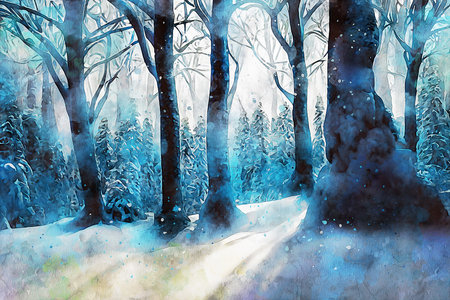 Watercolor Landscape Background Illustrationの写真素材