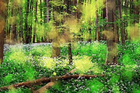 Watercolor Landscape Background Illustrationの写真素材