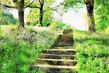 Watercolor Landscape Background Illustration
