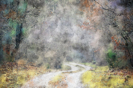 Watercolor Landscape Background Illustrationの写真素材