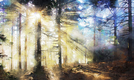 Watercolor Landscape Background Illustrationの写真素材