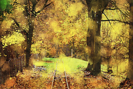Watercolor Landscape Background Illustrationの写真素材