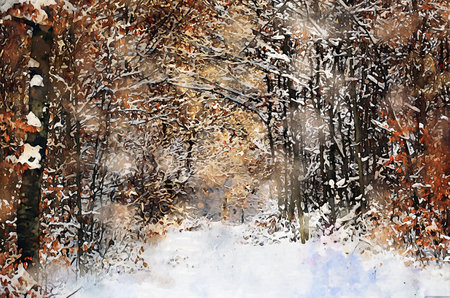 Watercolor Landscape Background Illustrationの写真素材
