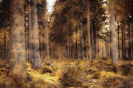 Watercolor Landscape Background Illustrationの写真素材