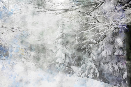 Watercolor Landscape Background Illustrationの写真素材