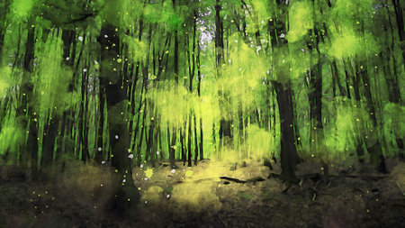 Watercolor Landscape Background Illustrationの写真素材