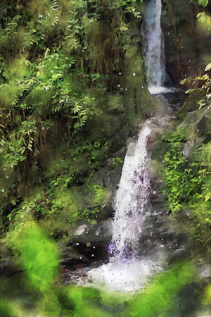 Watercolor Landscape Background Illustrationの写真素材